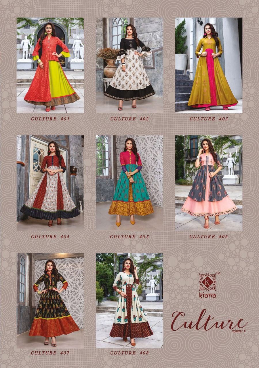 Kiana Culture Vol 4 Wholesale Anarkali Style Kurtis Collection Surat