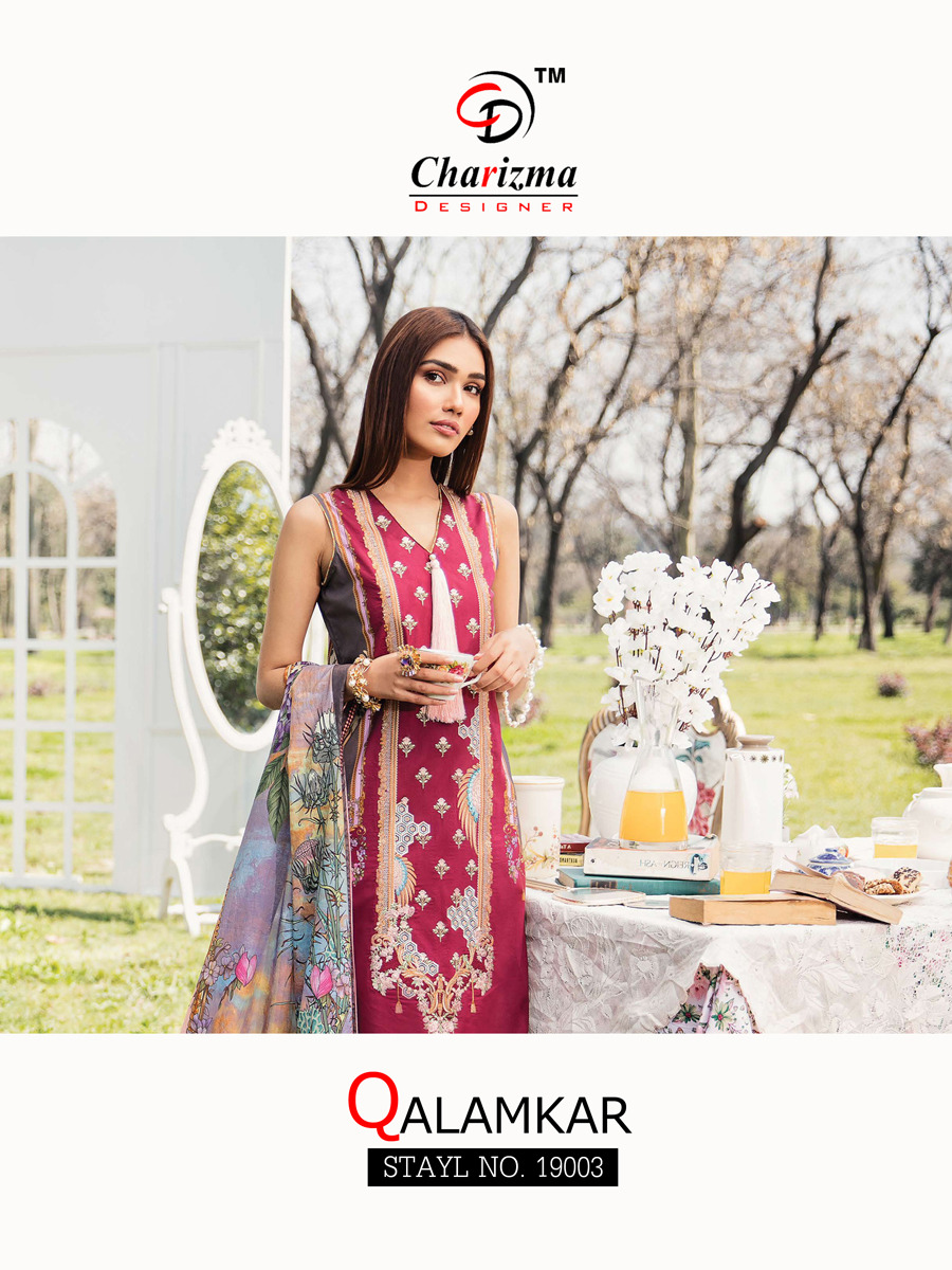 Charizma Qalamkar Vol 1 Cotton Self Embroidery Work Pakistani Suits Catalog Online Wholesale Rate