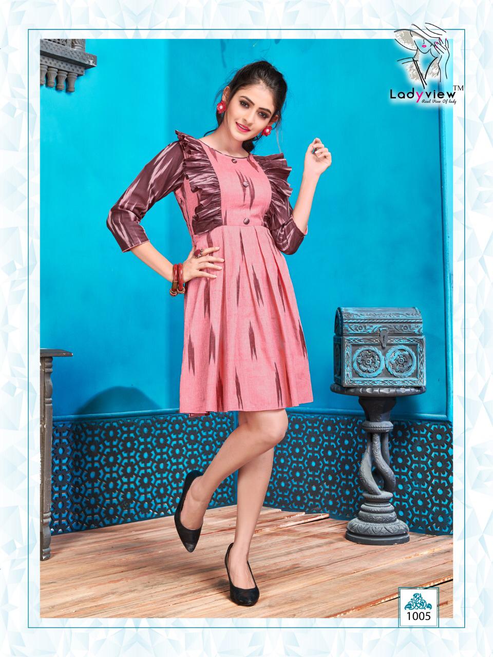 Lady View By Baavari Cotton Handloom Ikkat Printed Casual Wear Short Kurti Collection Wholesale Price In Surat