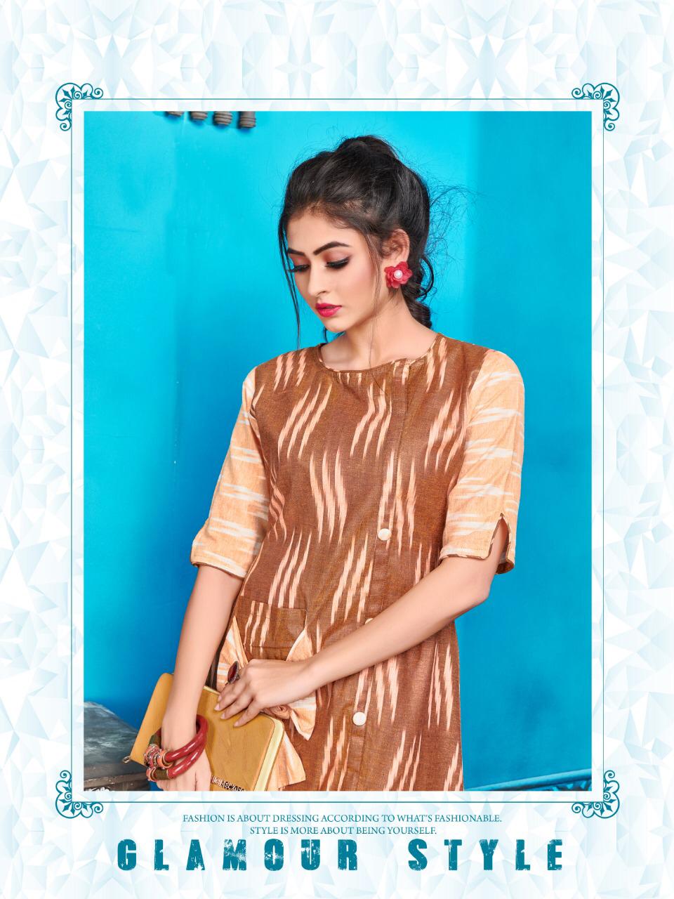 Lady View By Baavari Cotton Handloom Ikkat Printed Casual Wear Short Kurti Collection Wholesale Price In Surat