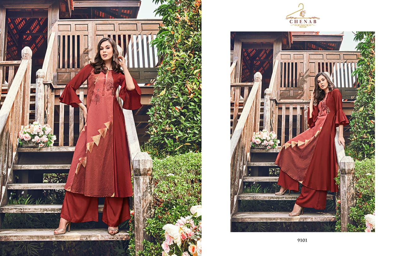 Swagat Chenab 9101-9109 Series Party Wear Designer Gown Collection Wholesale Rate Surat