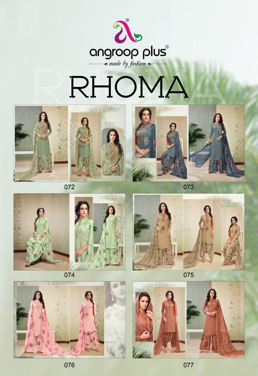 Angroop Rhoma Cotton Self Embroidery Rakhi Special Suits Collection Wholesale Rate
