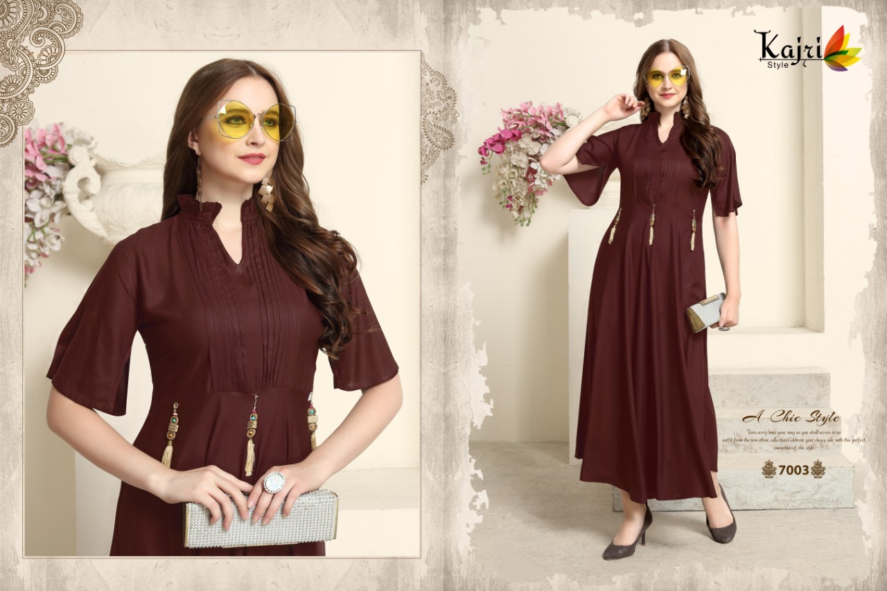 Kajri Style Pulpee Vol 7 Catalogue Exclusive Rayon Long Kurtis Collection Online Supplier From Surat