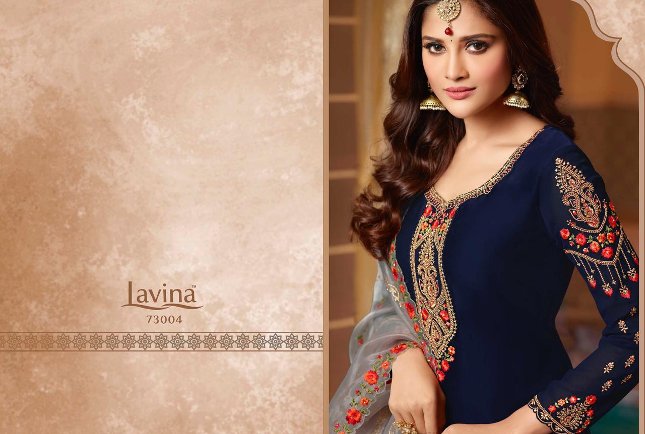 Lavina Fashion Presents Lavina Vol 73 Catalogue Exclusive Satin Georgette With Embroidery Work Suits Collection Wholesale Rates From Surat