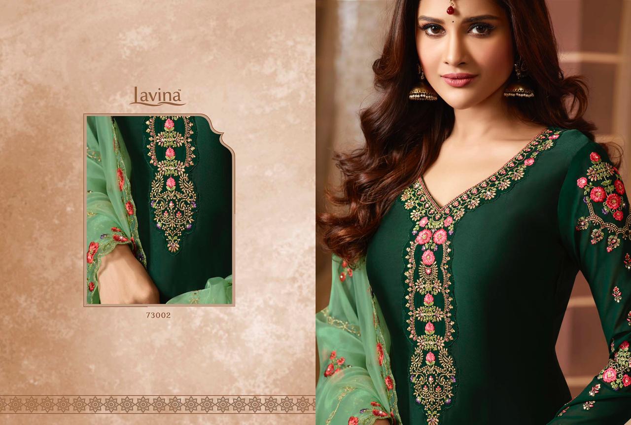 Lavina Fashion Presents Lavina Vol 73 Catalogue Exclusive Satin Georgette With Embroidery Work Suits Collection Wholesale Rates From Surat