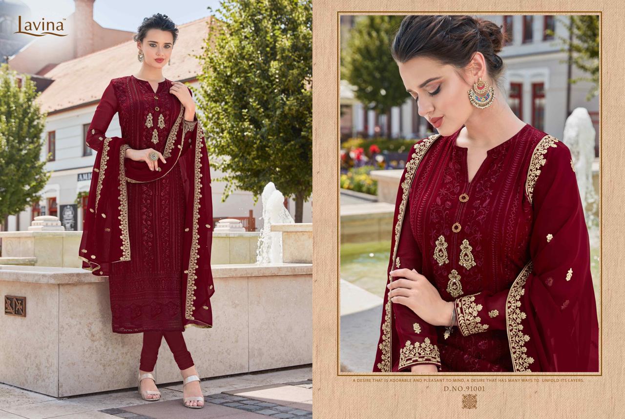 Lavina Presents Lavina Vol 91 Catalogue Wholesale Georgette Embroidery Hand Work Suits Collection Dealer From Surat