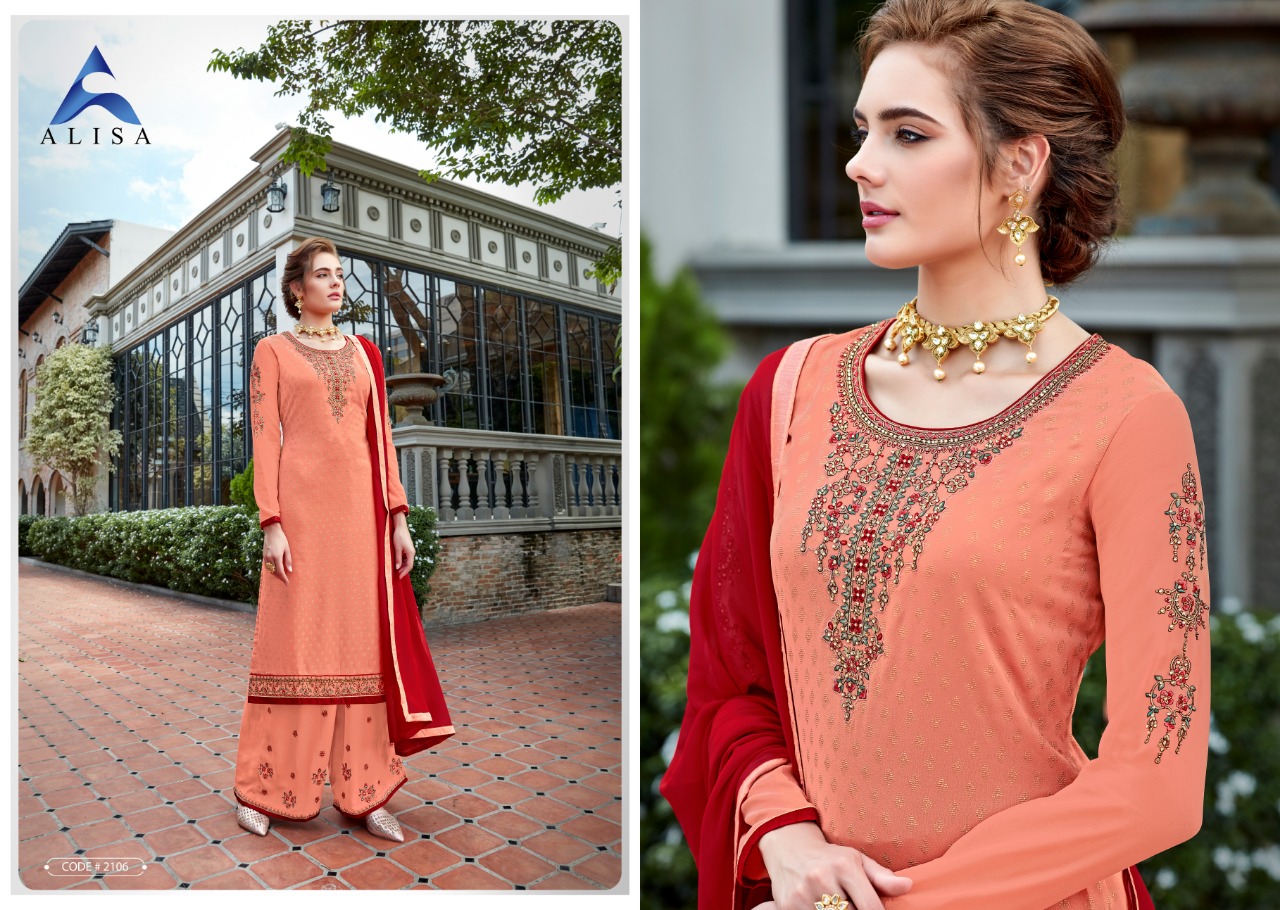 Alisa Mehar Pure Georgette Fancy Embroidery Suits Catalog Wholesale Price Supplier Surat Online