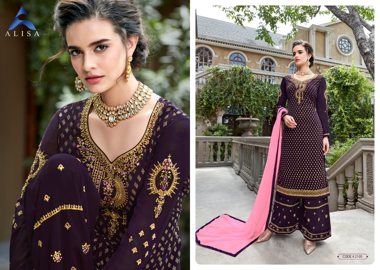 Alisa Mehar Pure Georgette Fancy Embroidery Suits Catalog Wholesale Price Supplier Surat Online