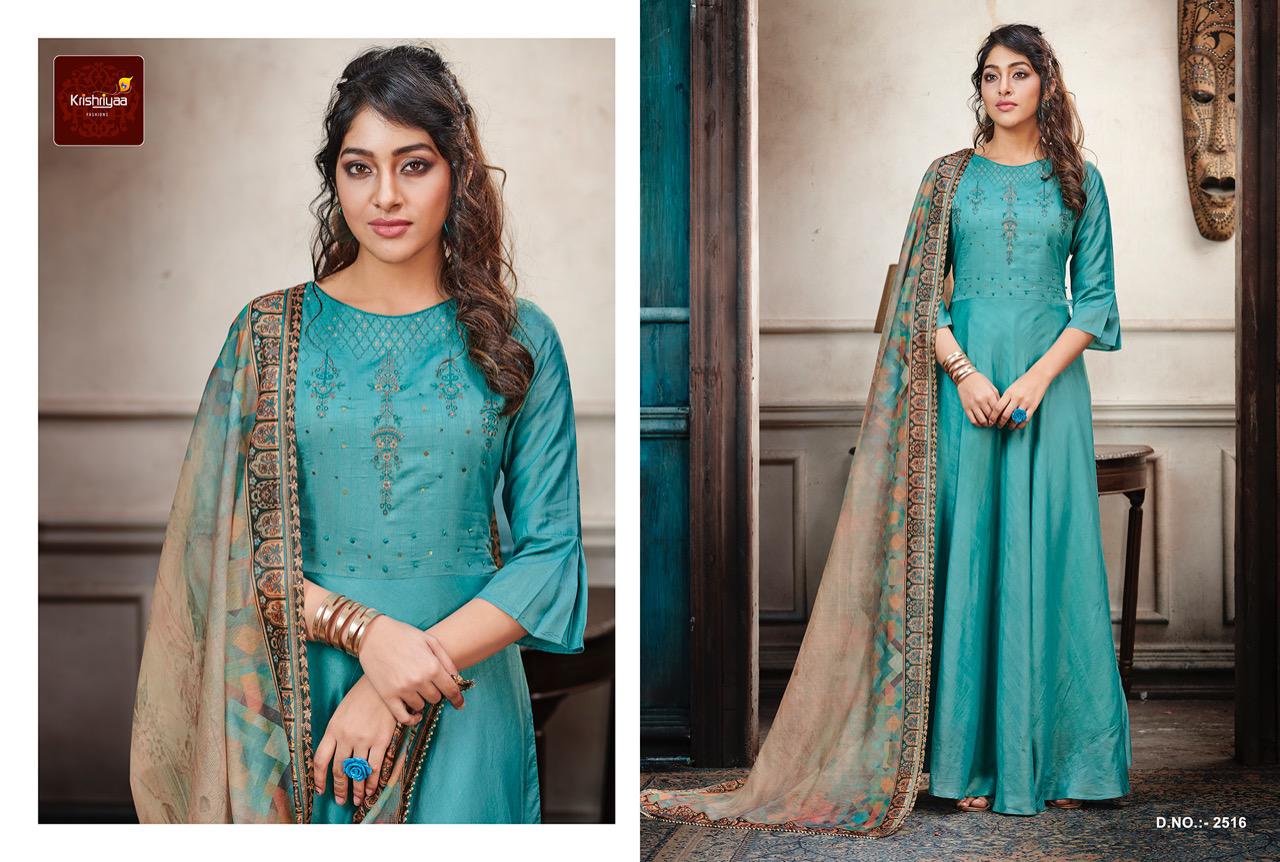 Krishriyaa Spotlight Two Tone Silk Designer Long Gown Collection At Wholesale Rate Surat