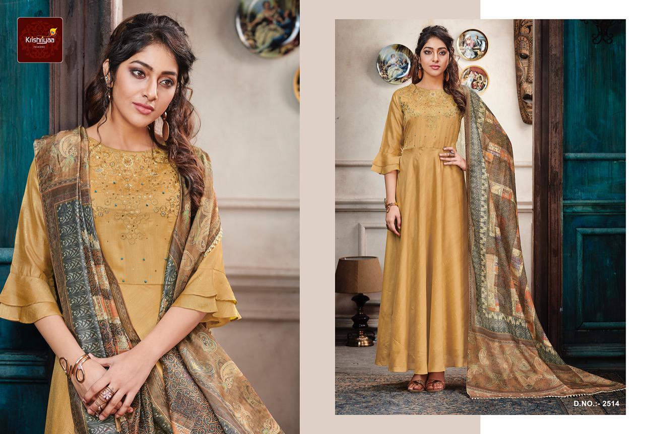 Krishriyaa Spotlight Two Tone Silk Designer Long Gown Collection At Wholesale Rate Surat
