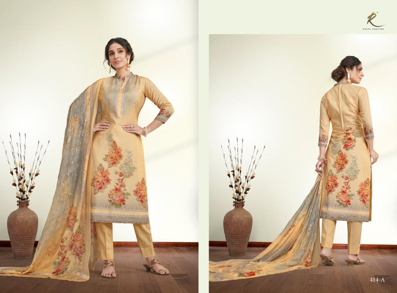 Rakhi High Level Threads Viscose Modal Satin Prints With Fancy Work Punjabi Suits Wholesale Rate