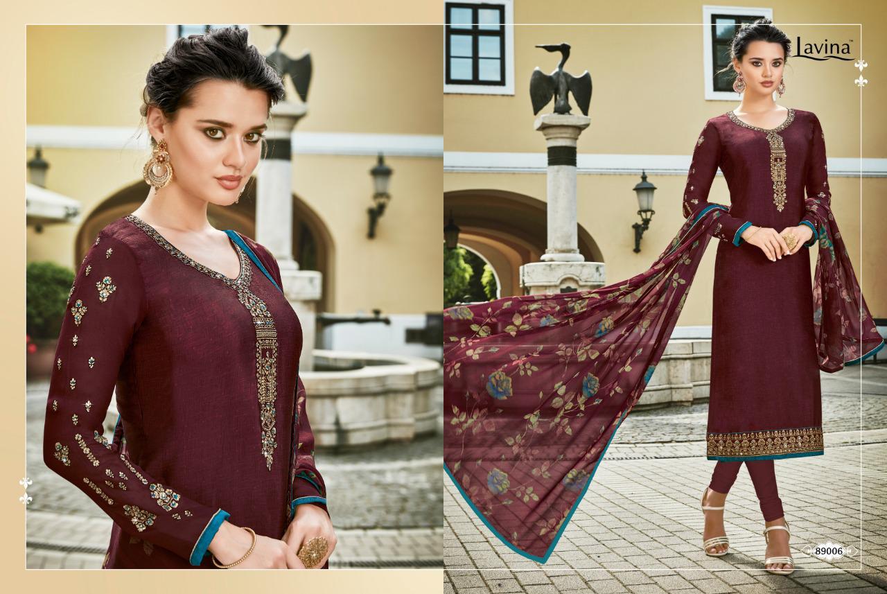 Lavina Vol 89 By Lavina Fancy Crape Silk Self Printed Work Dress Material Collection Wholesale Rates From Surat
