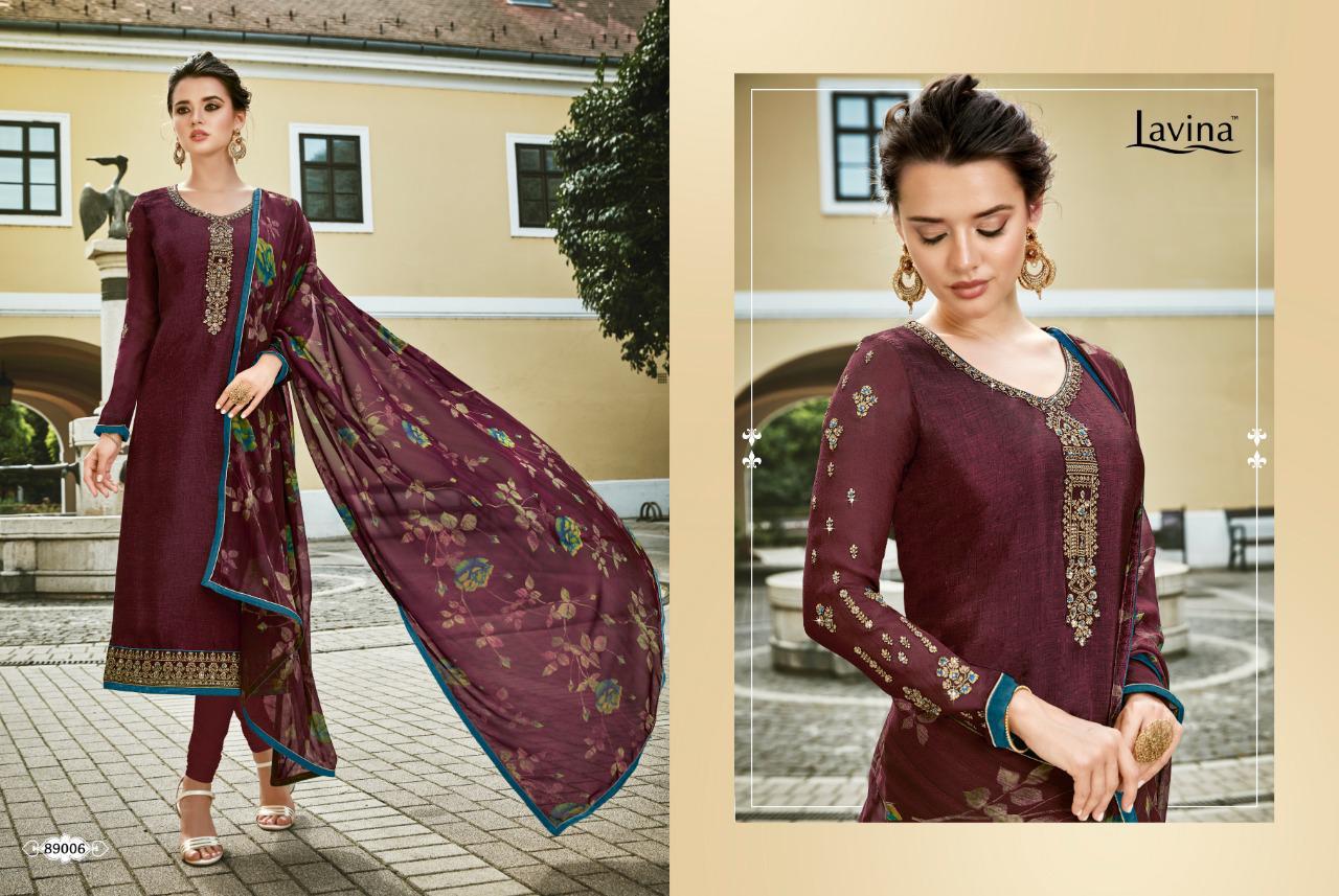 Lavina Vol 89 By Lavina Fancy Crape Silk Self Printed Work Dress Material Collection Wholesale Rates From Surat