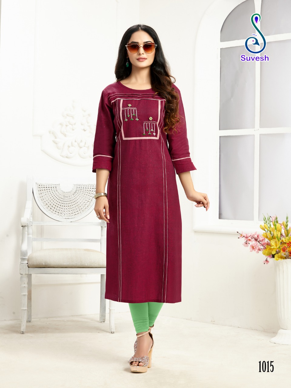 Suvesh Rose Vol 2 Catalogue Fancy Cotton Embroidery Work Kurtis Collection Wholesale Rates Supplier From Surat
