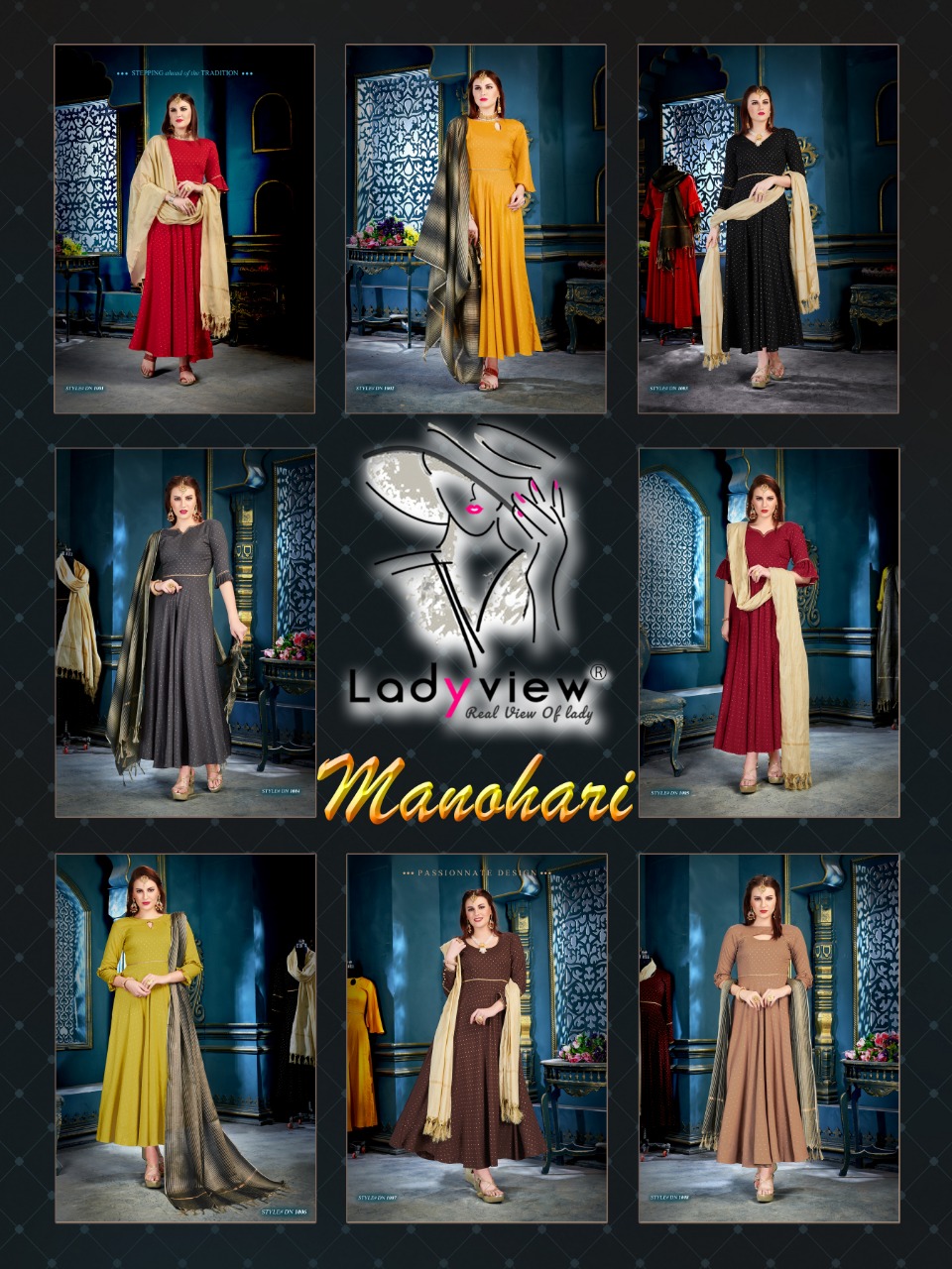 Ladyview Manohari Pure Weaving Butti Rayon Long Kurtis With Dupatta Collection Wholesale Price Surat