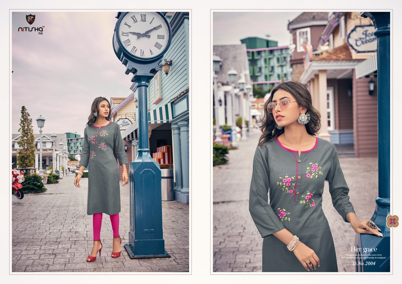 Nitisha Nx Viva Vol 2 Soft Cotton Embroidery Work Kurtis Collection Wholesale Rates From Surat