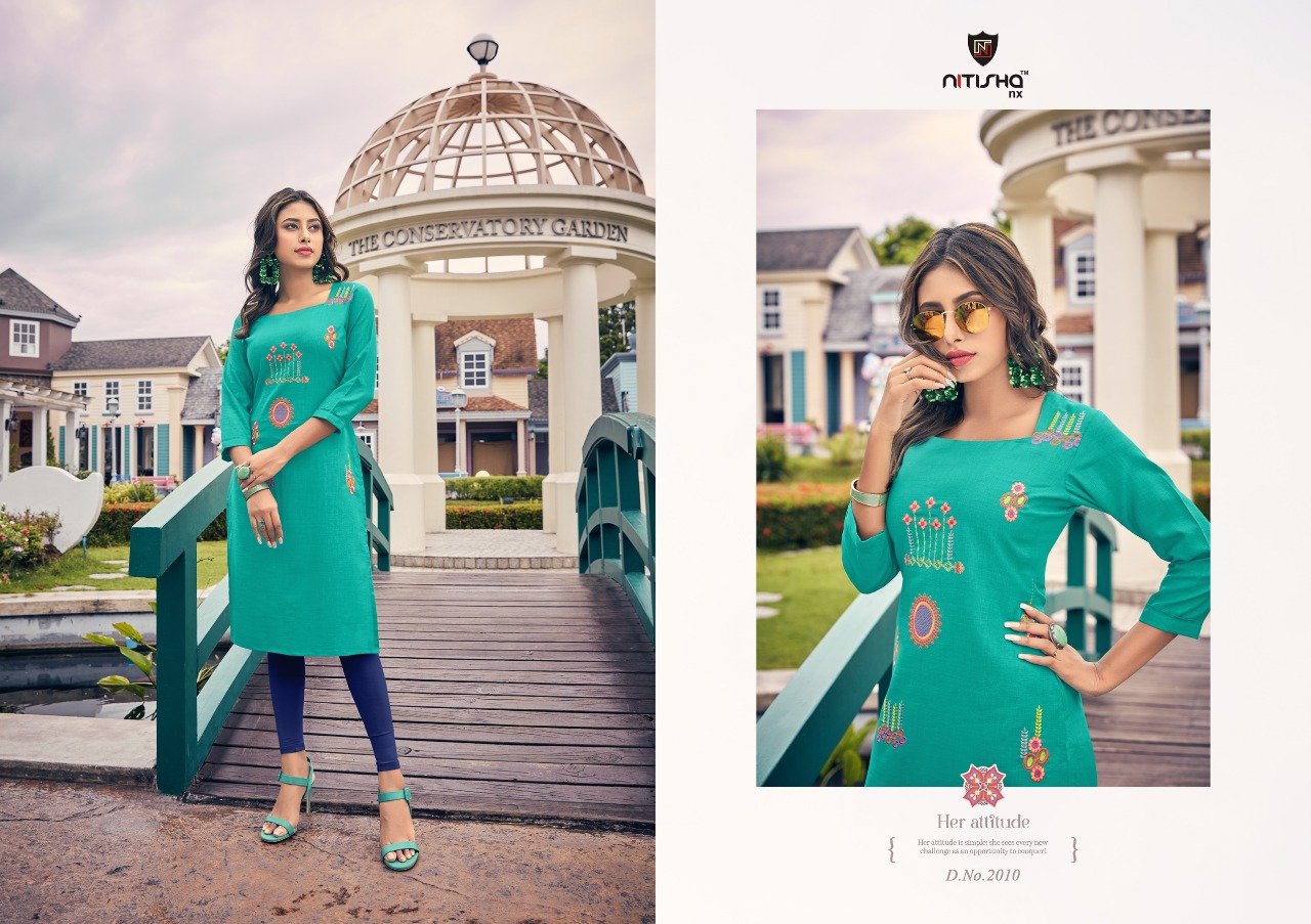 Nitisha Nx Viva Vol 2 Soft Cotton Embroidery Work Kurtis Collection Wholesale Rates From Surat