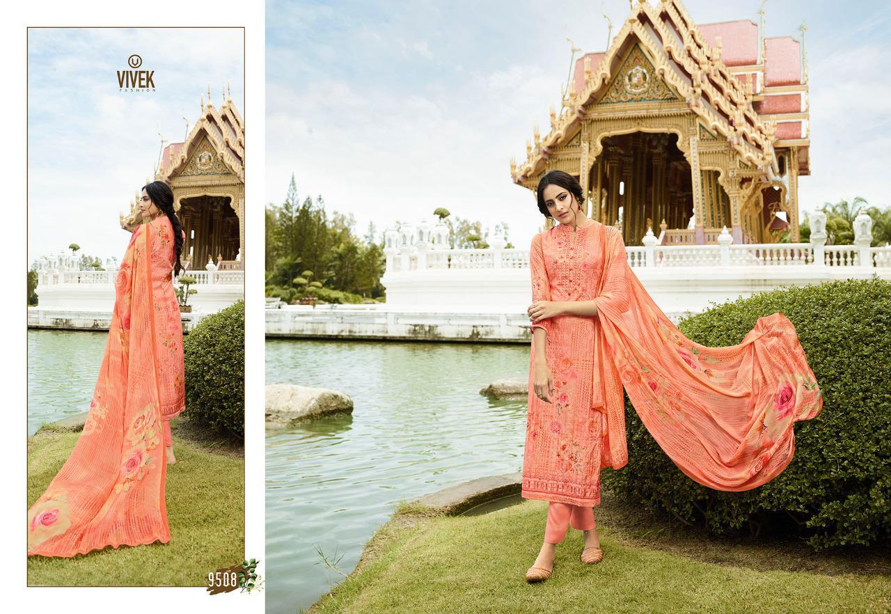Vivek Fashion Jaanisa Pure Muslin Silk Embridery Work Suits Collection Wholesale Online Surat