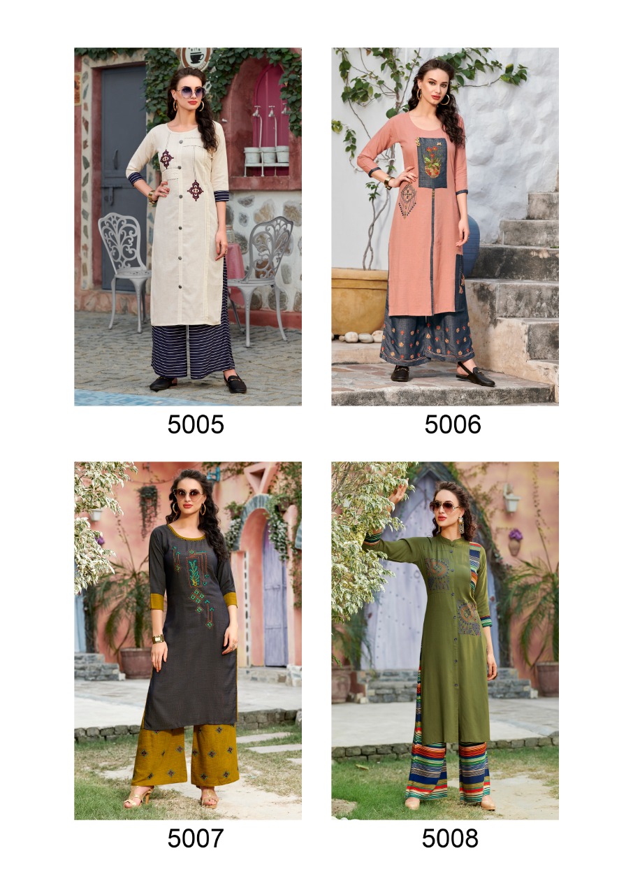 Sawan Dani Vol 5 Exclusive Heavy Reyon Embroidery Work Kurtis Wholesale Collection From Surat