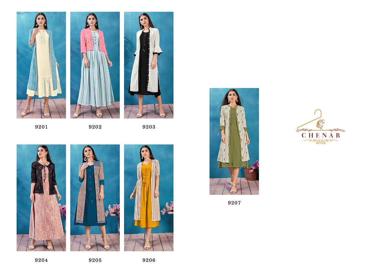 Swagat Chenab 9201-9207 Series Wholesale Long Kurtis Collection Party Wear Online Surat