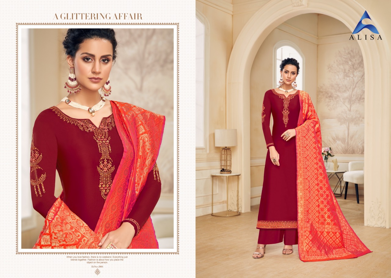 Alisa Amira Banaras Vol 7 Satin Georgette Premium Range Fancy Festive Wear Salwar Kameez Collection Wholesale Rate Surat