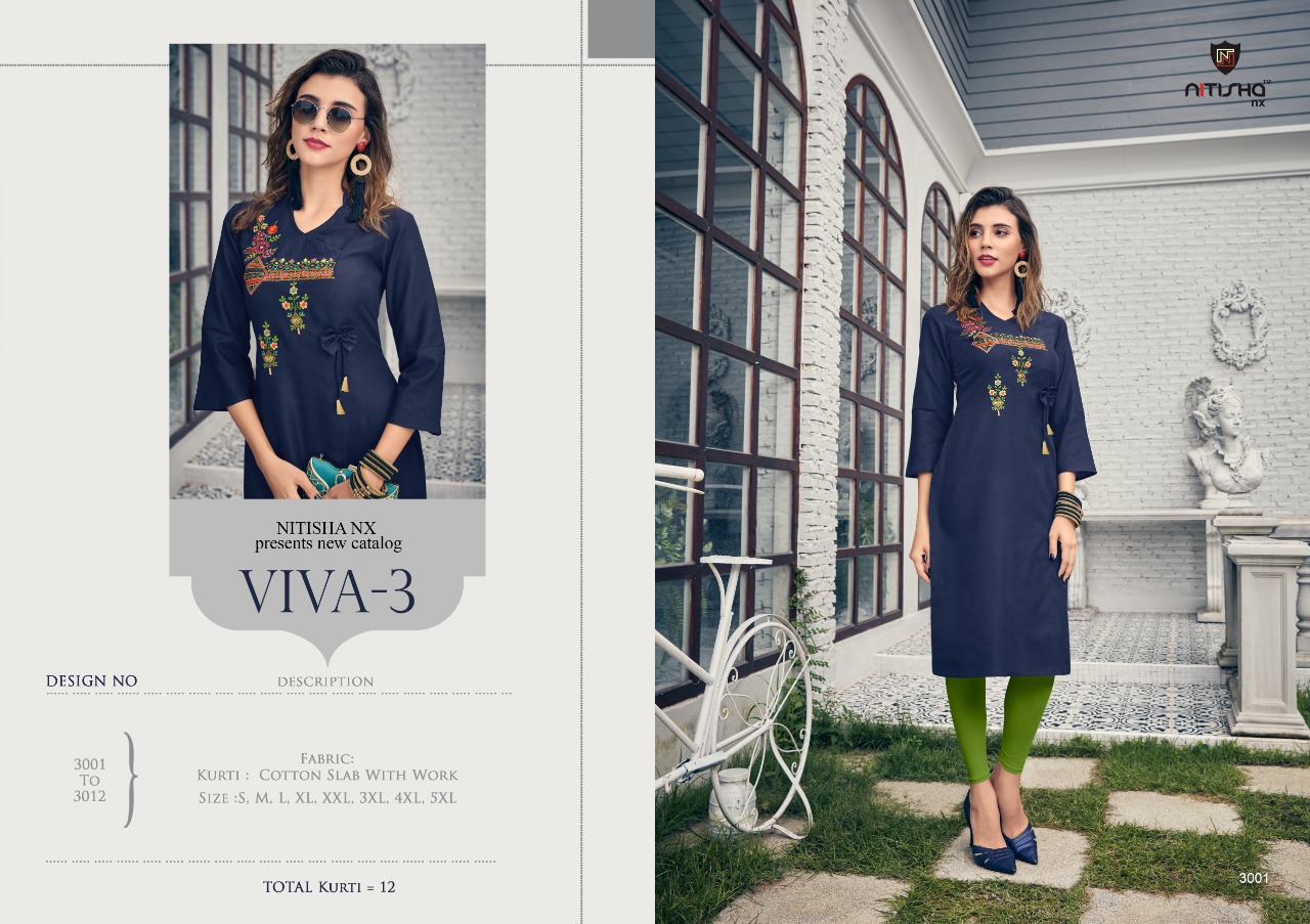 Nitisha Nx Viva Vol 3 Exclusive Soft Cotton Slub Kurtis Collection Wholesale Rates Surat