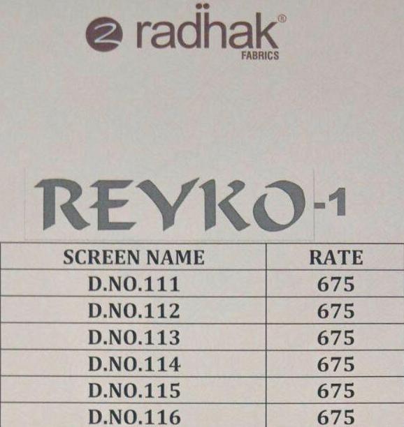 Radhak Reyko Vol-1 111-116 Series Wholesale Reyon Prints Kurtis Collection