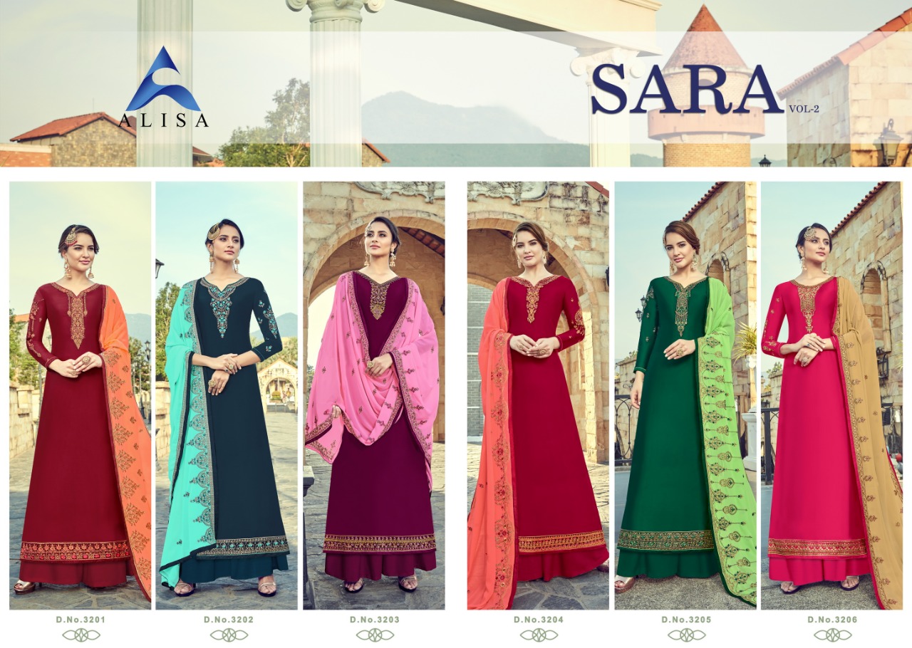 Alisa Sara Vol-2 3201-3206 Series Georgette Party Wear Suits Collection Wholesaler