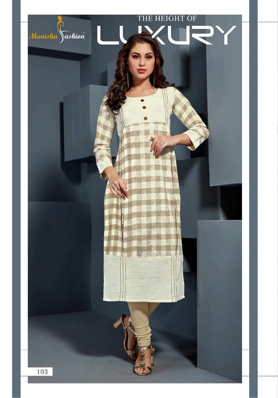 Manisha Fashion Mannat Vol-1 101-106 Series Cotton Kurtis Wholesale Catalogue