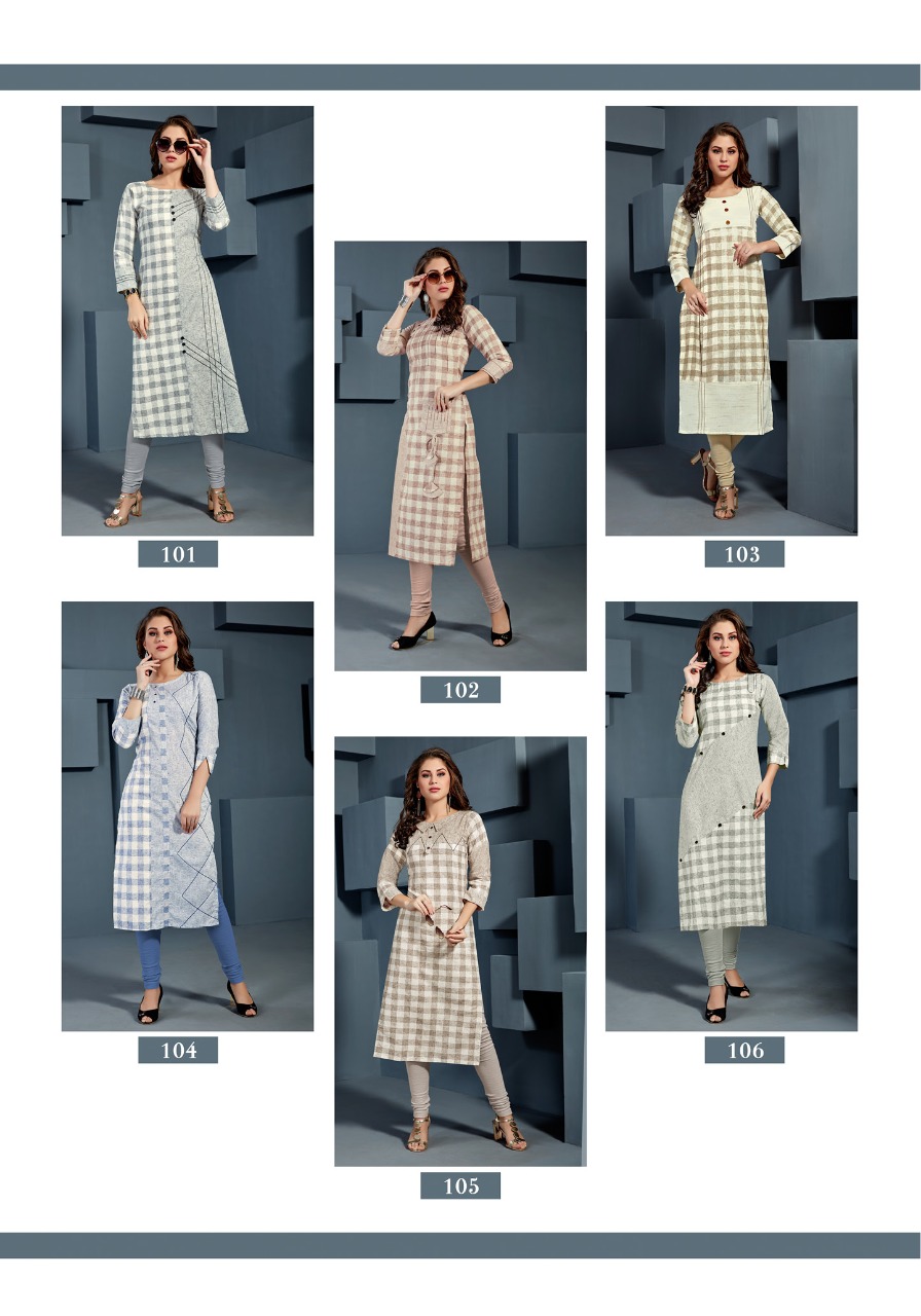 Manisha Fashion Mannat Vol-1 101-106 Series Cotton Kurtis Wholesale Catalogue