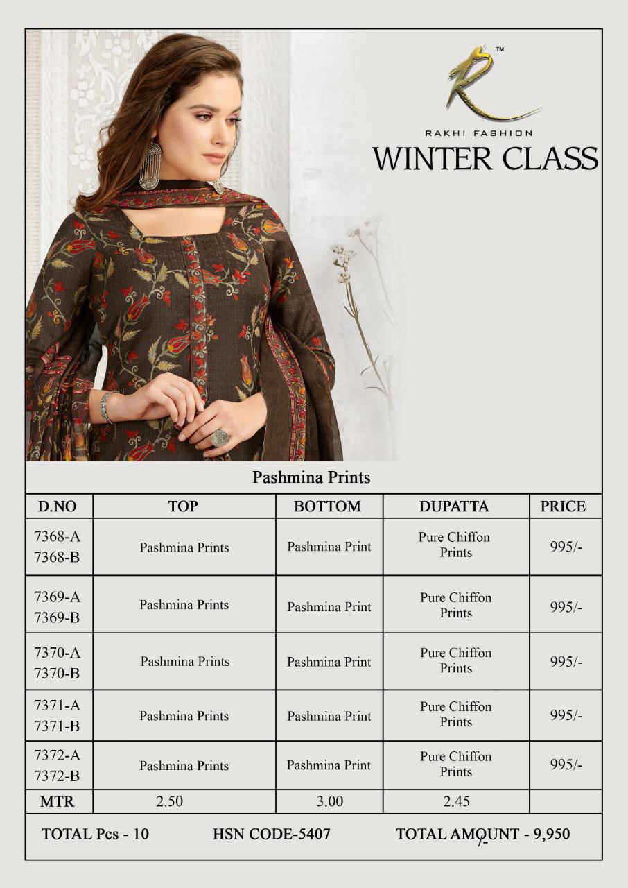 Rakhi Fashion Winter Class 7368-7372 Series Pashmina Suits Collection Surat