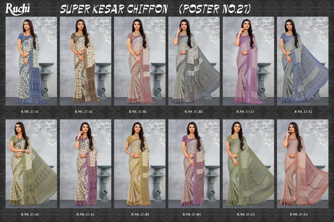 Ruchi Sarees Super Kesar Chiffon Poster-27 Exclusive Chiffon Wholesale Sarees Online Dealer