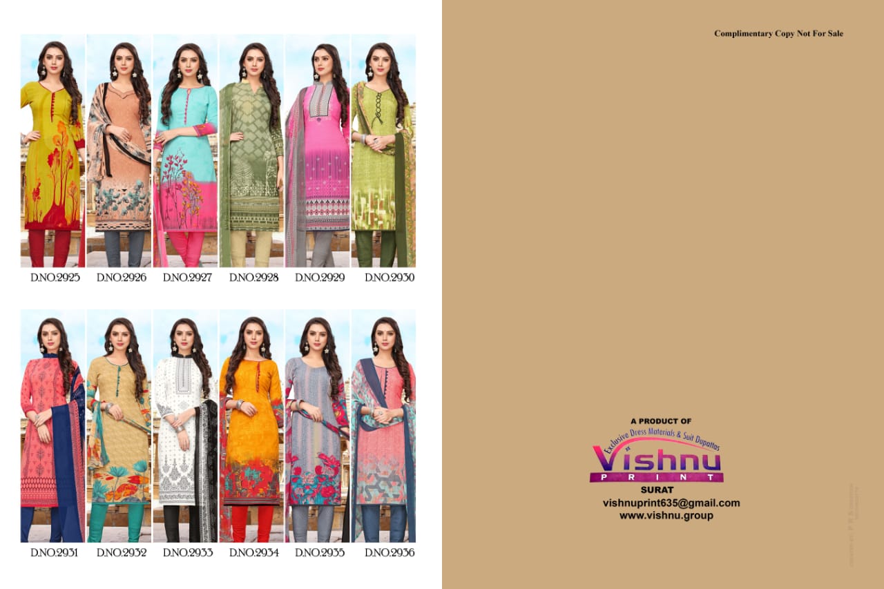 Vishnu Impex Desi Girl Pro Vol-19 2925-2536 Series Crape Suits Collection Wholesale Surat