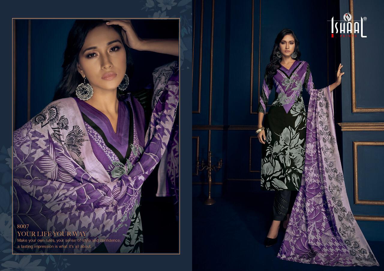 Ishaal Prints Gulmohar Vol-8 8001-8010 Series Pure Lawn Dress Material Wholesale Price