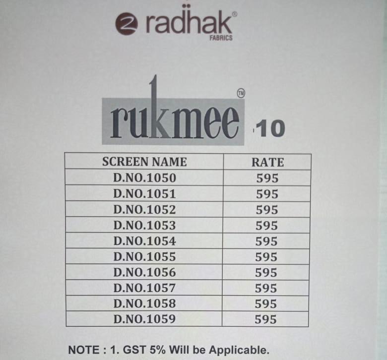Radhak Fashion Rukmee Vol-10 1050-1059 Series Fancy Daily Wear Kurtis Collection Wholesale Rates Surat