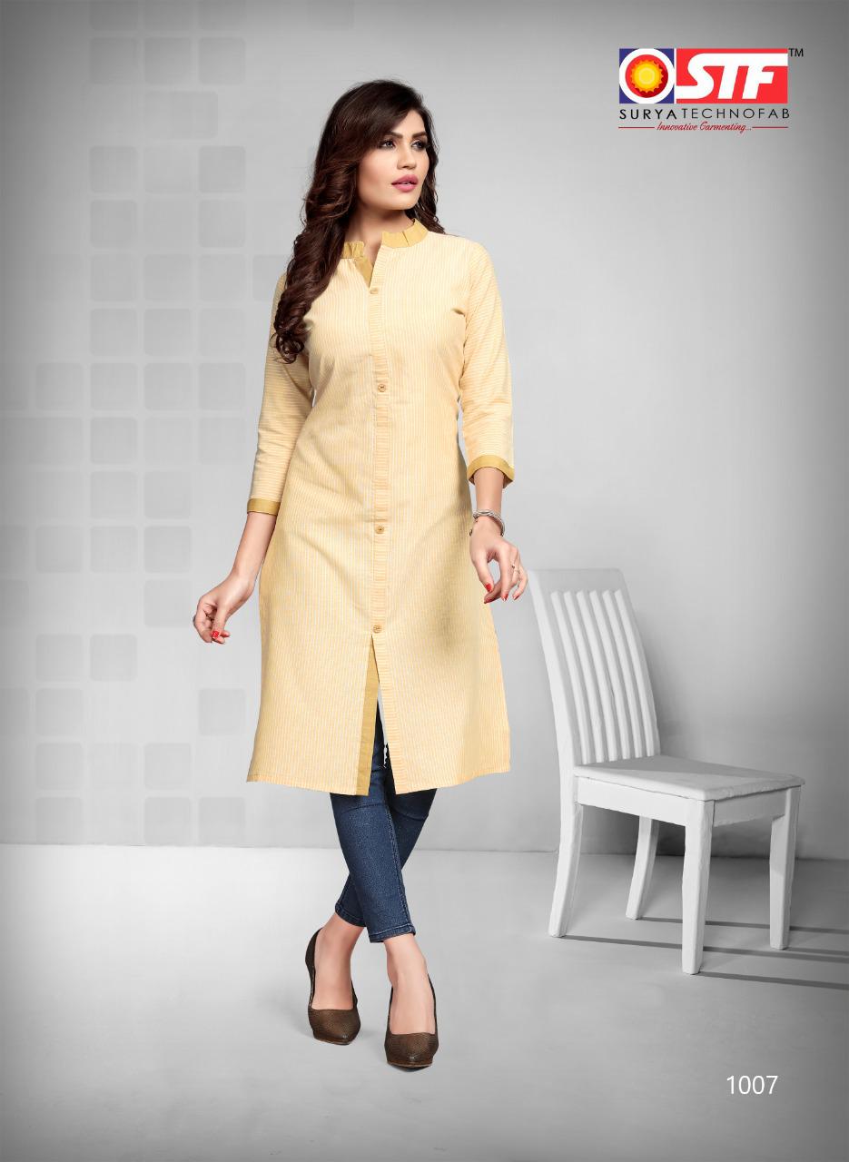 Buy Online Stf Niharika 1001-1009 Series Straight Cut Cotton Kurtis Collection Wholesale Rates