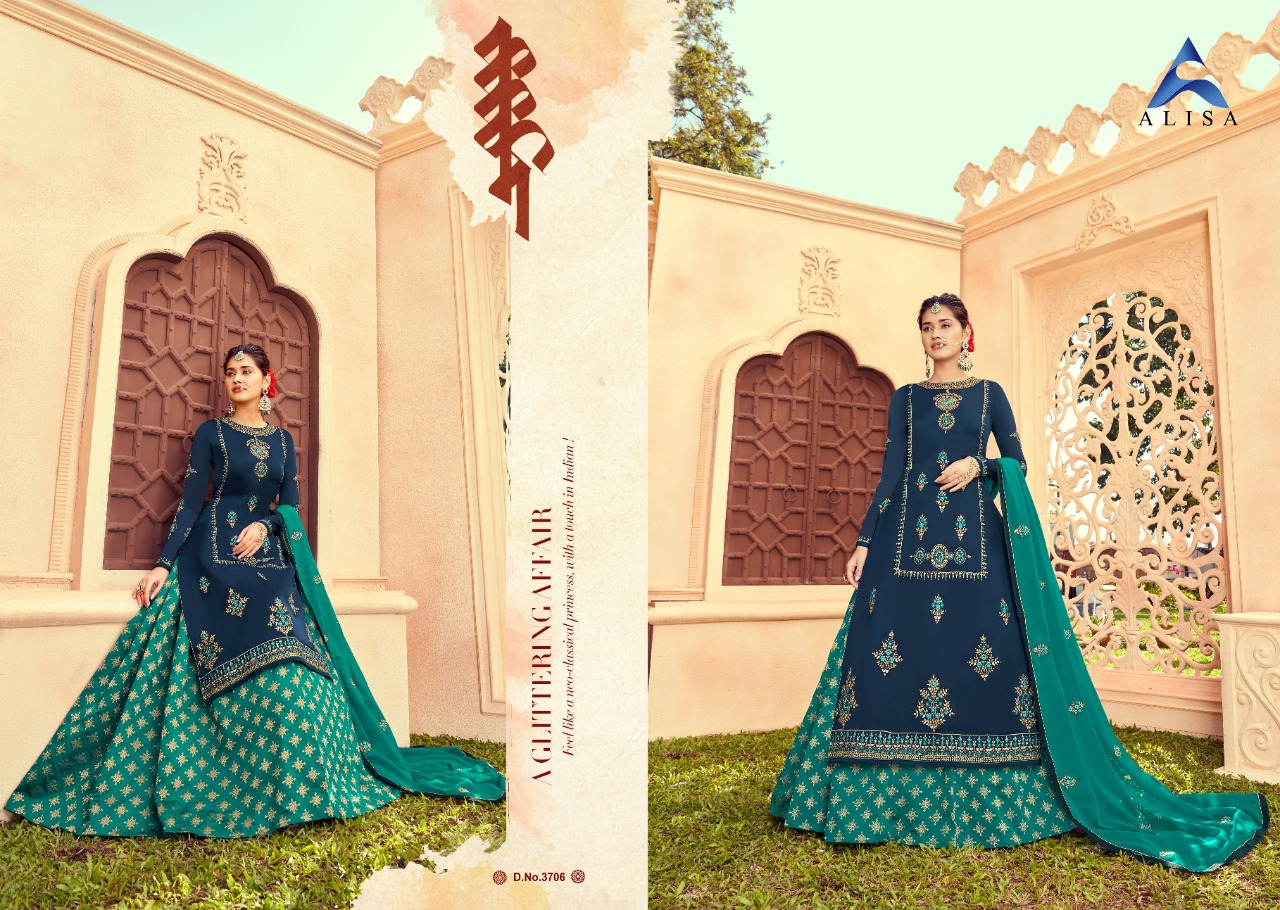 Alisa Presents Musk 3701-3706 Series Party Wear Georgette Lehenga Suits Collection Wholesale Online Suppliers