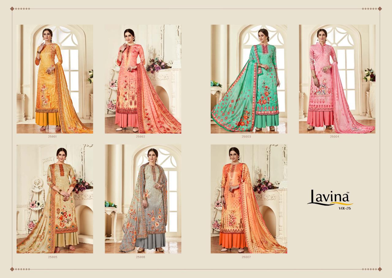 Lavina Vol-25 25001-25007 Series Fancy Work Suits Collection Wholesale Dealer In Surat
