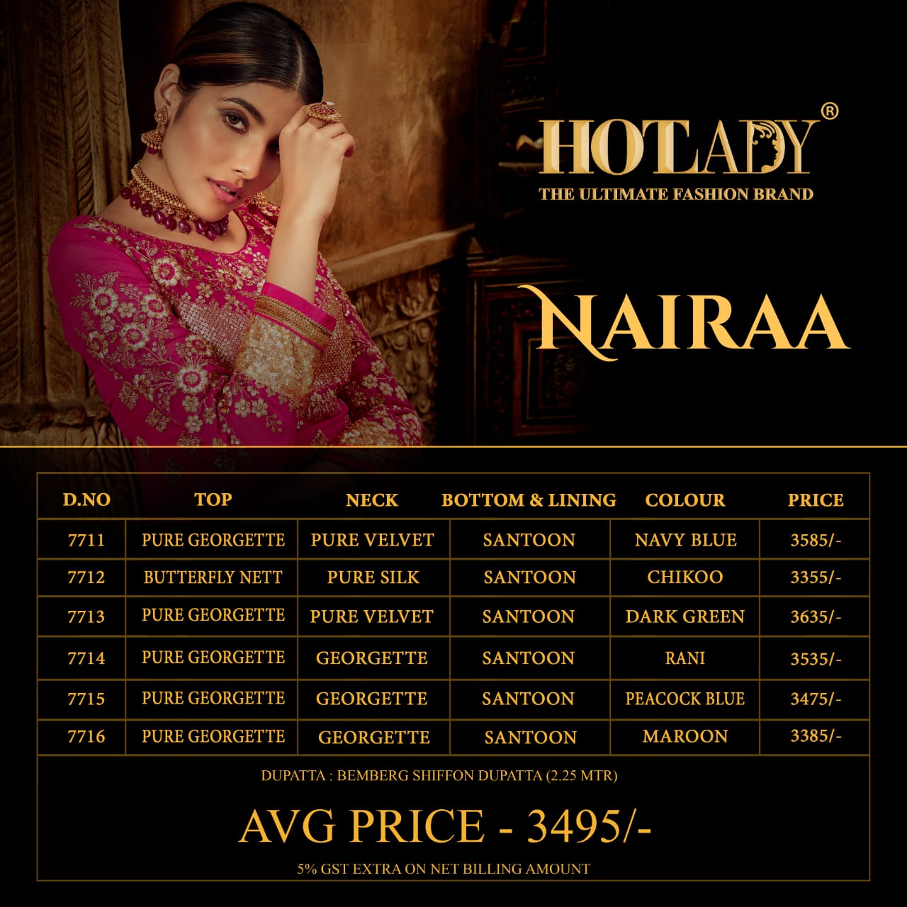 Nairaa Hotlady 7711-7716 Series Designer Fancy Dress Material Collection Wholesale Surat