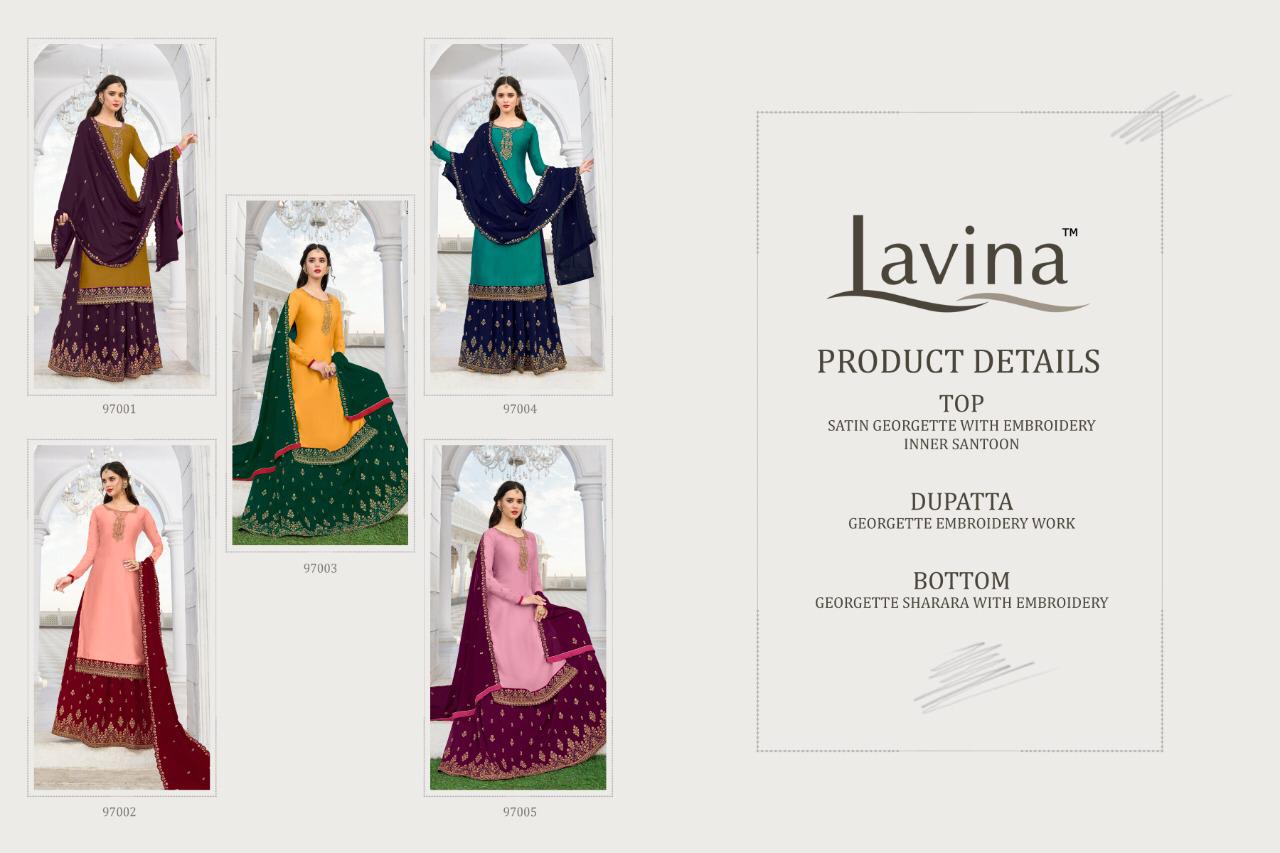 Lavina Vol-97 Nx 97001-97005 Series Georgette Designer Sharara Suits Collection Wholesale Surat