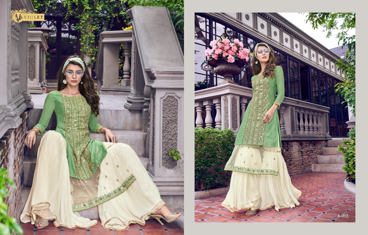 Swagat Violet 6401-6409 Series Party Wear Sharara Suits Collection Wholesale Suppliers In Surat