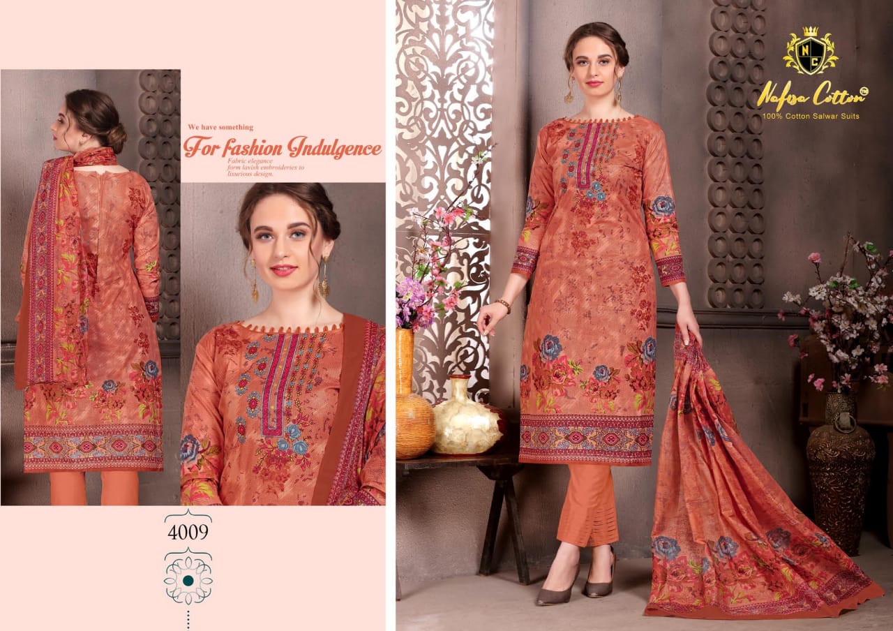 Nafisa Cotton Resham Karachi Queen Vol-4 4001-4010 Series Cotton Printed Wholesale Dress Material Online Collection