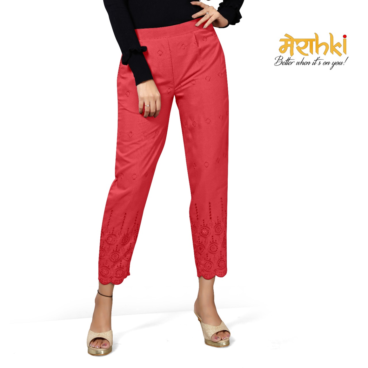 Merahki Presents Schiffli Exclusive Rayon Pants Collection Wholesale Price