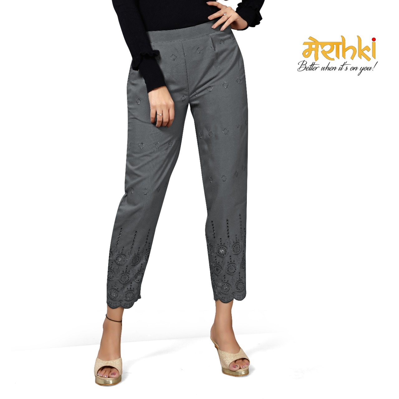 Merahki Presents Schiffli Exclusive Rayon Pants Collection Wholesale Price