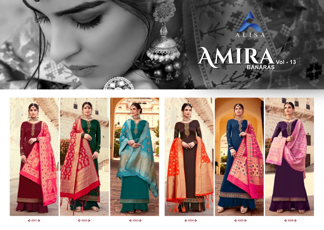 Alisa Amira Vol-13 4501-4506 Series Georgette Designer Dress Materials Collection Online Suppliers
