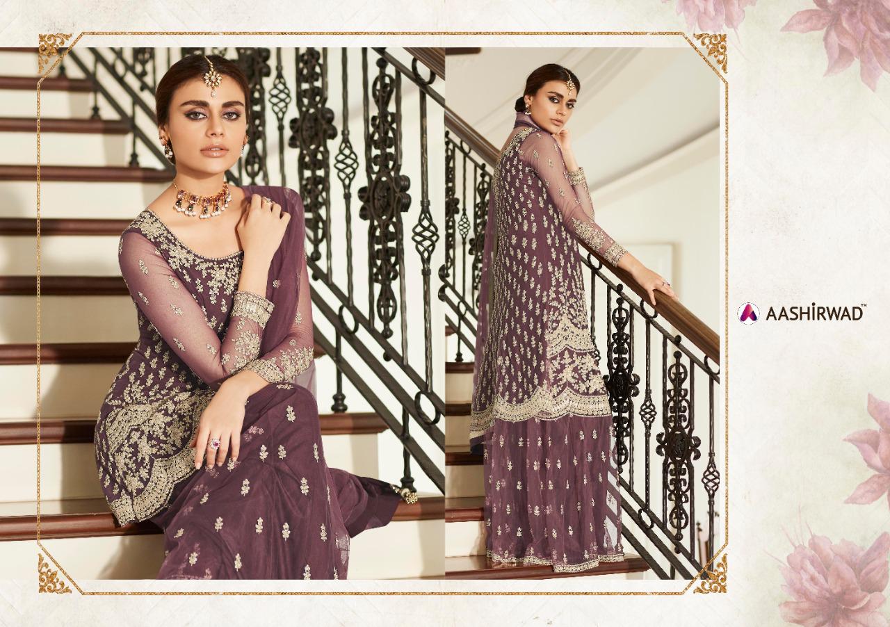 Aashirwad Mor Bagh Premium Sharara 7021-7024 Series Designer Party Wear Suits Collection Wholesale Rate