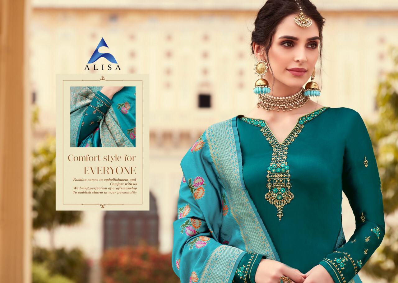 Alisa Amira Vol-13 Satin Georgette Work Wholesale Suits Collection From Surat