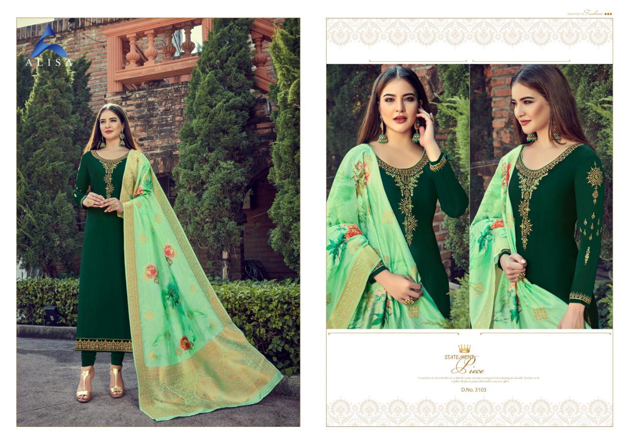 Alisa Launch Suhan Vol-3 Fancy Georgette Heavy Work Suits Collection Wholesale Rates At Surat
