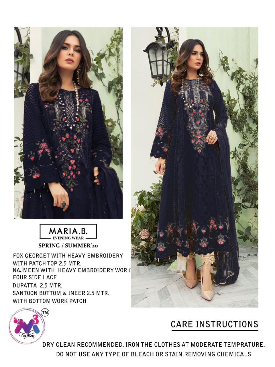 M3 Fashion Maria B Shades Exclusive Georgette Heavy Work Suits Pakistani Collection Wholesale Surat