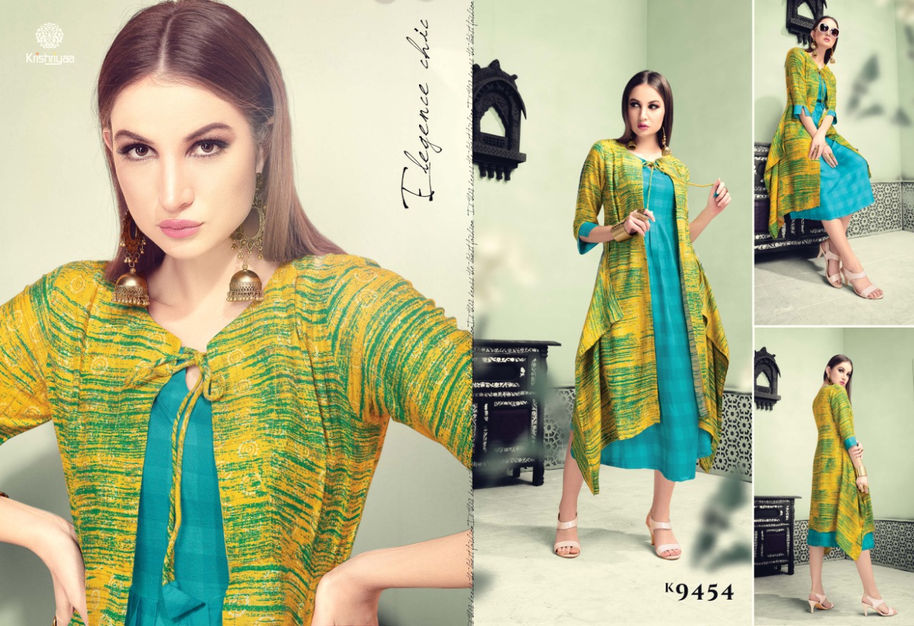 Glam Up Vol-2 By Krishriyaa Fancy Rayon Kurtis With Jacket Set Wholesale Price